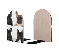 Fermalibri in legno resistente per mensole, fermalibri decorativi antiscivolo per libri, bulldog francese, supporto per libri per casa, ufficio, biblioteca