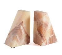 Fermalibri in marmo per libri pesanti, fermalibri decorativi per scaffali, durevole e resistente, per libri e CD con copertina rigida, fermalibri e supporto unico, onice messicano, set da 2