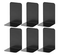 Fermalibri in metallo, 6 pezzi, colore nero, 20,5 x 13,5 x 10 cm, fermalibri, per scuola, ufficio e casa