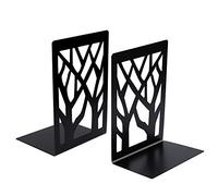 Fermalibri in Metallo Design Unico Dell'albero Moda Stile Semplice Nonskid Reggilibri in Metallo per Ufficio, Scuola, Biblioteca, Casa, Studenti Regalo 1 Coppia (Nero)