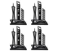 Fermalibri in Metallo Nero, Set 4 Pezzi, Porta Libri Stabile e Antiscivolo, Design Architettonico - Desktop Elegante, Adatto a Libri, DVD e Riviste (Guangzhou)