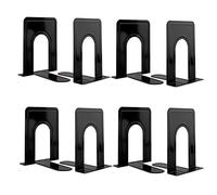 Fermalibri in metallo per scaffali, supporto per scaffale per libri, decorazione domestica, fermalibri per libri pesanti, film, CD, nero, 16,5 x 12,7 x 14,5 cm, 4 paia/8 pezzi