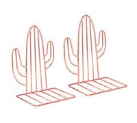 Fermalibri in Metallo, Reggilibri da Mensola Cactus, Moda Antiscivolo Supporto Porta per Libri, Riviste, CD, Film su Scaffali Ufficio, Scuola, Biblioteca, Casa, Studenti Regalo 2 Pezzi (Oro rosa)