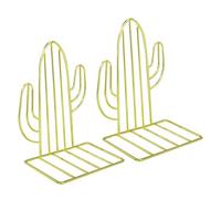 Fermalibri in Metallo, Reggilibri da Mensola Cactus, Moda Antiscivolo Supporto Porta per Libri, Riviste, CD, Film su Scaffali Ufficio, Scuola, Biblioteca, Casa, Studenti Regalo 2 Pezzi (Oro)