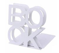 Fermalibri in metallo resistente, a forma di L, antiscivolo, per mensole, 1 paio, per ufficio (bianco)