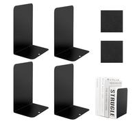 Fermalibri in Metallo - Set di 2 Pezzi (4 Supporti) -Fermalibri per Mensole Resistente, Reggilibri per Ufficio, Scuola, Casa, Libreria o Scaffali - Ideali per Libri, Documenti e CD 19,5 x 13 x 9,5 cm