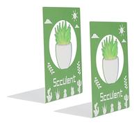 Fermalibri in Metallo, Supporto per Libri 2 Pezzi, Stabile e Antiscivolo, 15,3 x 11 cm - Design Robusto e Resistente, Ideale per Casa Ufficio Biblioteca (Succulenta)