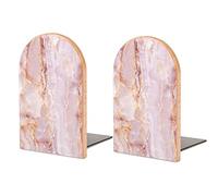 Fermalibri in pietra di marmo agata rosa, fermalibri, supporto per libri per scuola, casa, ufficio, scrivanie, libri, film, DVD, file, riviste S