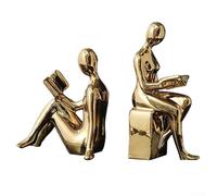 Fermalibri in pietra per la decorazione della casa con figura astratta creativa che offre un supporto affidabile per libri e accento elegante per scaffali di studio o ufficio (raccoglitore (oro)