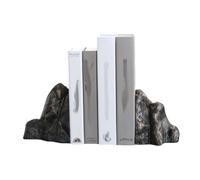 Fermalibri in resina Rockery, supporto for libri con sculture in pietra for desktop, biblioteca e arredamento del soggiorno, scultura unica da scaffale(Svart)