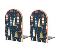 Fermalibri Lighthouse Coastal Wood Universali Fermalibri Resistenti Decorativi per Libri CD Scaffale per Libri 1 Coppia