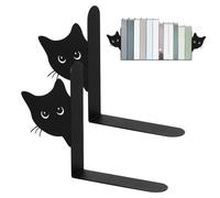 Fermalibri Metallico 2 Pezzi - Porta Libri 15x4x18 cm, Reggilibri Stabile per Libreria, Ferma Libri per Casa Ufficio Scuola, Nero