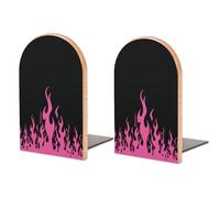 Fermalibri minimalisti in legno rosa fuoco, 2 pezzi, robusto supporto per libri da scrivania, organizer per casa e ufficio