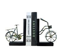Fermalibri per Biblioteca Creative Retro Bicycle Shape Bookend Iron Resin Book Ends Vintage Bookend Book End for Home Office Soggiorno Decor Reggilibri Portalibri(Blue)