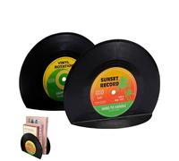 Fermalibri per mensole, 1 paio di supporti per libri a forma di disco, decorazione da scrivania, vintage, fermalibri decorativi, per libri, dischi e classici