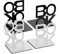 Fermalibri per Mensole 4 Pezzi Bianco E Nero Ferma Libri per Libreria per La Scu