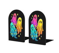 Fermalibri per mensole con tre fantasmi volanti colorati, 2 pezzi, in legno, per biblioteche di casa e ufficio