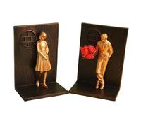Fermalibri per scaffali, in resina, coppia di amanti della statua, fermalibri estetici, supporto per libreria, decorazione per casa, scrivania, stanza