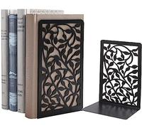 Fermalibri Reggilibri da Mensola Metallo-Fermalibro Nero per Casa, Ufficio, Scuola, Biblioteca, Bambini 1 Paia (Nero Edera)