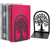 Fermalibri Reggilibri da Mensola Metallo-Fermalibro Nero per Casa, Ufficio, Scuola, Biblioteca, Bambini 1 Paia (Nero Albero della vita)