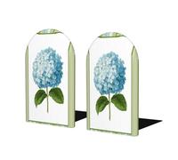 Fermalibri semplici a forma di ortensia azzurra per scaffali 2 pezzi in legno fermalibri organizer per biblioteche di casa e ufficio