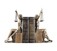 Fermalibri unico a forma di dea romana, statuetta di giudice e avvocato, finitura bronzata, decorazione antica dorata