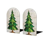 Fermalibri verde a forma di albero di Natale, per mensole, 2 pezzi, in legno, per casa, ufficio, biblioteche