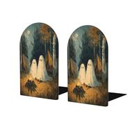 Fermalibri vintage con fantasmi in campeggio nel bosco per mensole 2 pezzi in legno fermalibri per biblioteche per casa ufficio