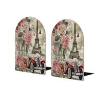 Fermalibri vintage Parigi per scaffali, 1 paio di fermalibri a forma di Torre Eiffel, in legno, resistente, in metallo, decorativo, per casa, ufficio, biblioteca, scuola (17 x 12 cm)