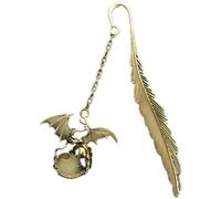 Fermalibro, segnalibro, Glow In Dark Metal Bookmark Dragon Feather Design Multicolor(Gold)