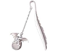 Fermalibro, segnalibro, Glow In Dark Metal Bookmark Dragon Feather Design Multicolor(Sliver)