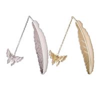 Fermalibro, segnalibro, Pack Of 2 Metal Feather Bookmark With Butterfly Pendant Glow In The Dark Silver 4.53 inches