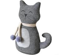 Fermaporta a forma di gatto, design pesante, riempito di sabbia (sciarpa) | Adorabile design a sciarpa, base di sabbia pesante, impedisce che la porta sbatta, morbido tessuto di lino