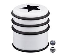 relaxdays Fermaporta a Pavimento, Blocca Porte e Finestre, Grande, con Stella, 8 cm di Altezza, Bianco