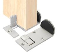 Fermaporta a pavimento, in acciaio inox, 8,9 x 4,5 x 0,5 cm, 2 blocchi di sicurezza, supporti compatti per hotel, viaggi, veranda, appartamento, balcone, affitto, garage, officina, casa