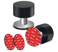 Fermaporta adesivo, confezione da 2 pezzi, in acciaio INOX resistente, per porte, con adesivi extra inclusi, protezione antiammaccature, tappo in gomma per ammortizzare il suono