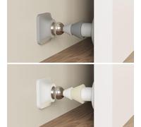 Fermaporta anti-collisione, 2 pezzi, in silicone, senza punzonatura, fermaporta magnetico, per cucina, camera da letto, porta del bagno (bianco+grigio)