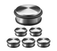 6x Set Fermaporta, Blocca Porta Bassi, Bloccaporta da Terra Antigraffio/Antiscivolo, Metallo, Acciaio, Argento