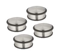 Relaxdays Fermaporta in Acciaio Inox, Set da 4, H x D: 4,5 x 10,5 cm, Blocca Porte Pesante e Antiscivolo, Argento Nero