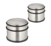 Relaxdays Fermaporta in Acciaio Inox, Set da 2, HxD: 7,5 x 9 cm, Blocca Porte Pesante e Antiscivolo, Argento Nero