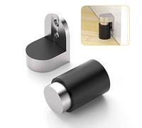 Fermaporta cilindrico per montaggio a pavimento, in acciaio inox, resistente, magnetico, regolabile in altezza, in raso spazzolato
