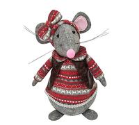 Fermaporta con topo femminile, 25 x 29 x 15 cm, grigio/rosso