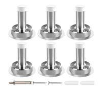 Fermaporta cromato da 5 cm, autoadesivo, per interni, in acciaio inox, resistente, con gomma bianca per ammortizzare il suono, confezione da 6