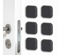 Fermaporta da parete, in silicone, autoadesivo, per casa, ufficio, scuola, 4 x 4 cm, confezione da 6, nero