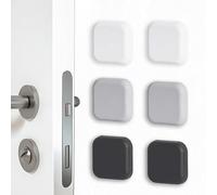 Fermaporta da parete, protezione in silicone, protezione da parete autoadesiva, silenziatore per porta, per casa, ufficio, scuola, 4 x 4 cm, confezione da 6 pezzi, nero, bianco e grigio