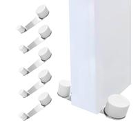 Fermaporta da pavimento girevole adesivo - Blocca porta da pavimento con rotazione - Fermaporte da terra robusto, protezione muri - Set da 5 pezzi Bianco, installazione senza trapano