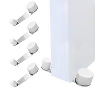 Fermaporta da pavimento girevole adesivo - Blocca porta da pavimento con rotazione - Fermaporte da terra robusto, protezione muri - Set da 4 pezzi Bianco, installazione senza trapano