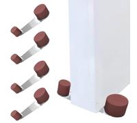 Fermaporta da pavimento girevole adesivo - Blocca porta da pavimento con rotazione - Fermaporte da terra robusto, protezione muri - Set da 4 pezzi Marrone, installazione senza trapano