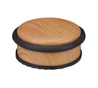 Relaxdays Fermaporta da Pavimento Piatto, Blocca Porta per Ante Pesante, Aspetto Legno, HxD: 5 x 10,5 cm, Marrone Chiaro, Acciaio Inox, 1 pz