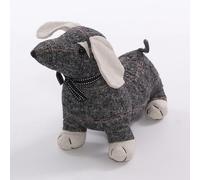 Fermaporta Decorativo a forma di bassotto in stoffa multicolor - Paraspifferi e fermaporta con imbottitura in sabbia e poliestere, originale per casa, cameretta, soggiorno o ufficio, 29x11x20 cm